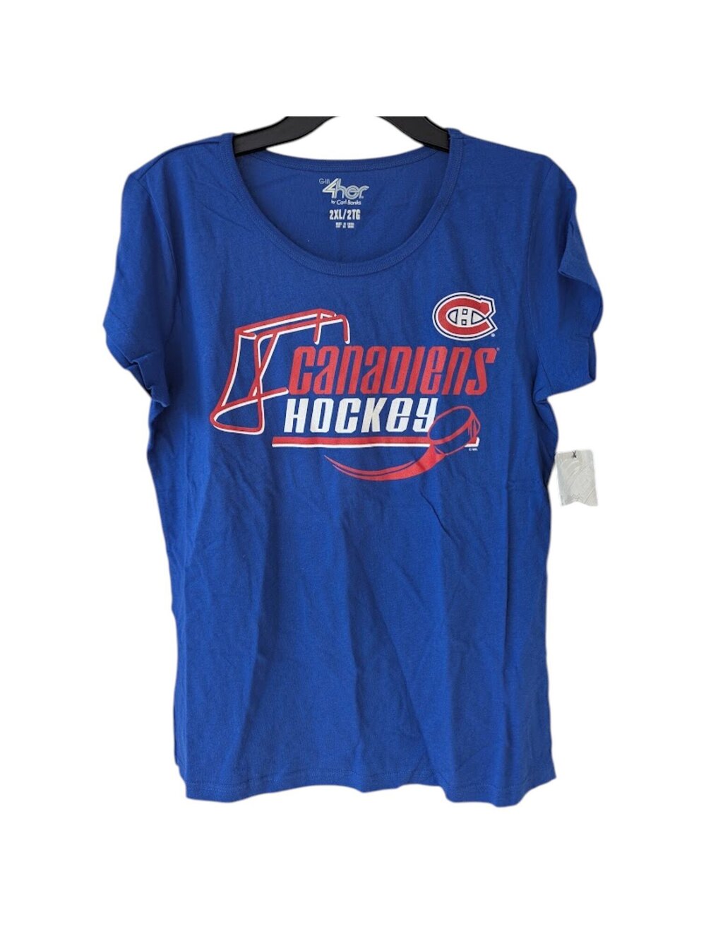 NWT 4Her Carl Banks Montreal Canadiens NHL T-Shirt Womens 2XL Hockey Tee 20.5x27